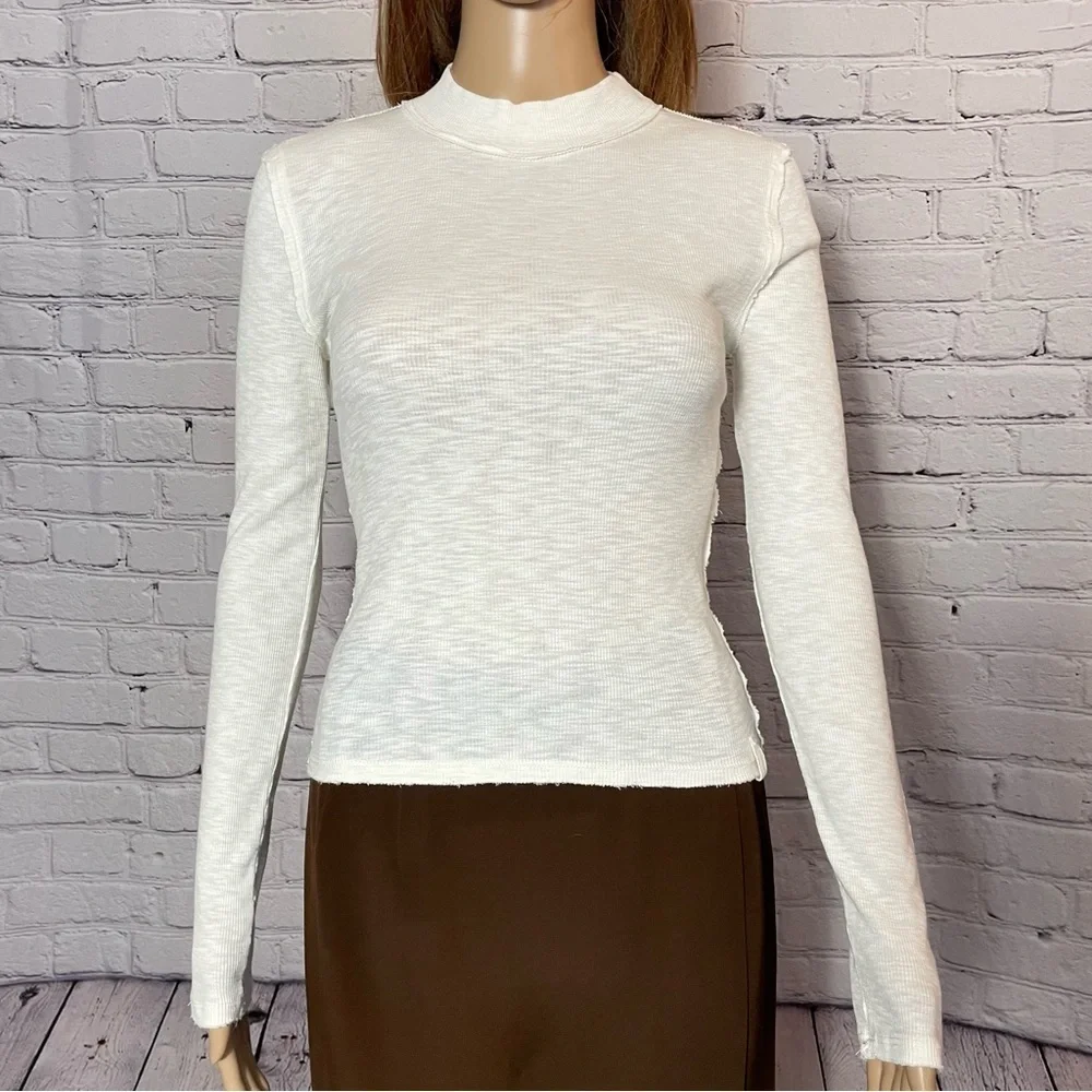 New Free People Ivory Cotton Distant Sun Tee Size XS